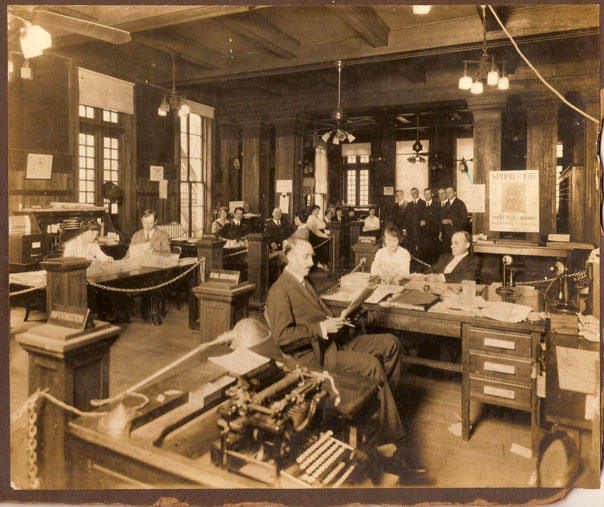 The office of the New Orleans Association of Commerce in 1917. The business group led the effort to establish a commerce college at Tulane University.