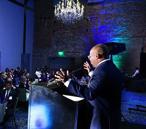 Daryn Dodson speaks at Lepage Center Gala